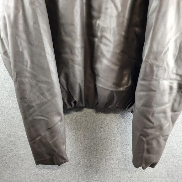 Stampd Faux Leather Oversized Cropped Bomber Jacket Men's L Charcoal Zip Closure